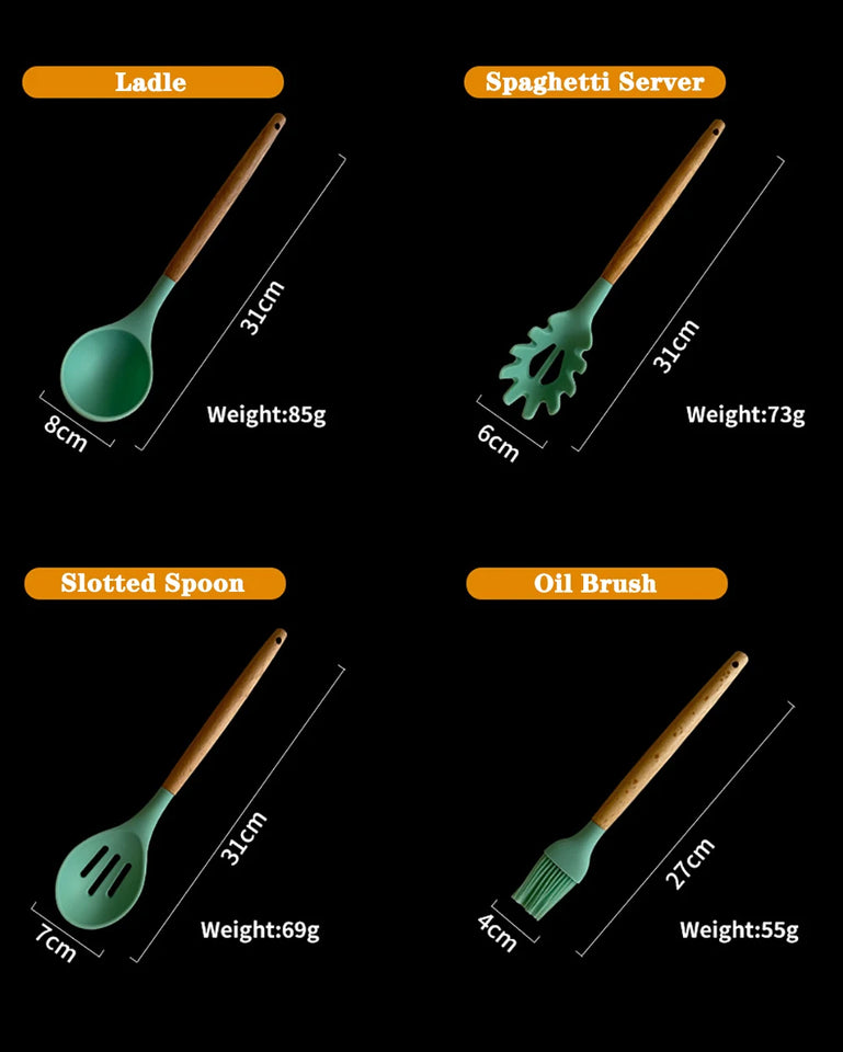 Silicone Kitchenware Cooking Utensils Set Non-stick Cookware Spatula Shovel Egg
