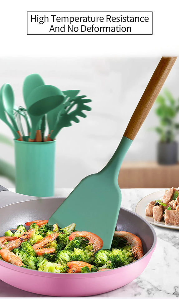 Silicone Kitchenware Cooking Utensils Set Non-stick Cookware Spatula Shovel Egg