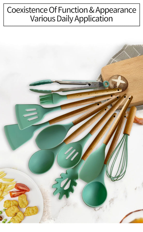 Silicone Kitchenware Cooking Utensils Set Non-stick Cookware Spatula Shovel Egg