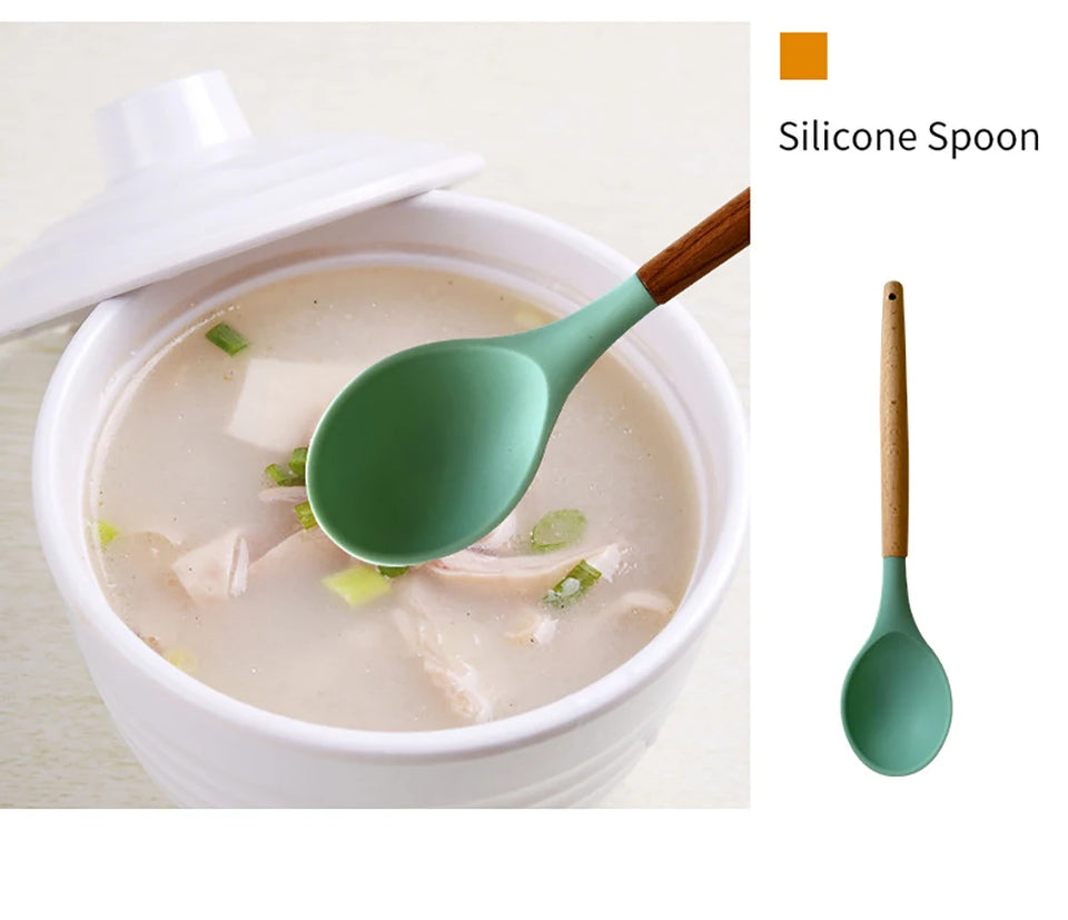 Silicone Kitchenware Cooking Utensils Set Non-stick Cookware Spatula Shovel Egg