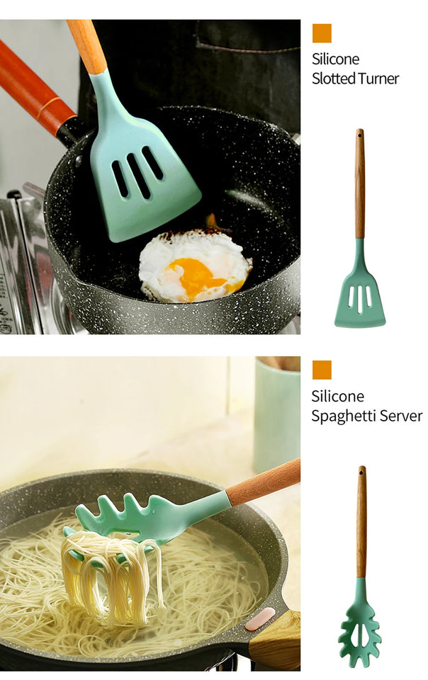 Silicone Kitchenware Cooking Utensils Set Non-stick Cookware Spatula Shovel Egg