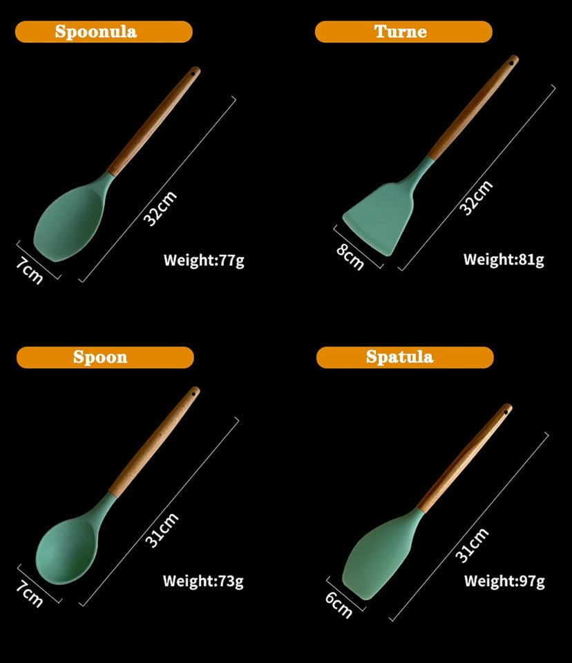 Silicone Kitchenware Cooking Utensils Set Non-stick Cookware Spatula Shovel Egg