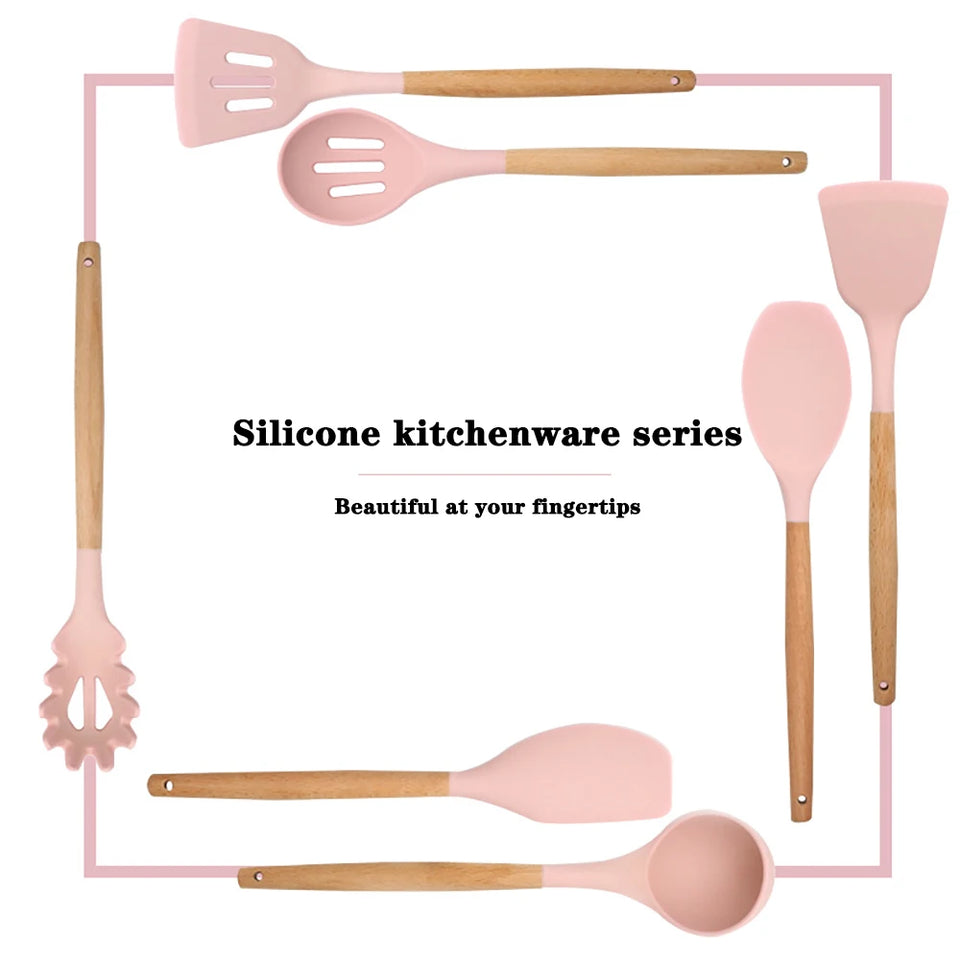 Silicone Kitchenware Cooking Utensils Set Non-stick Cookware Spatula Shovel Egg