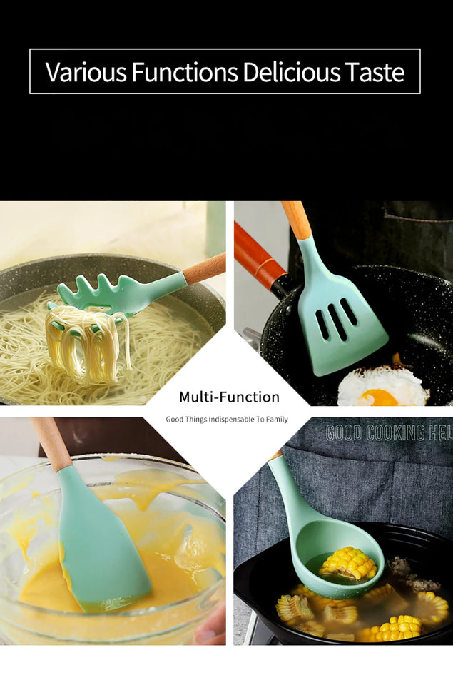 Silicone Kitchenware Cooking Utensils Set Non-stick Cookware Spatula Shovel Egg