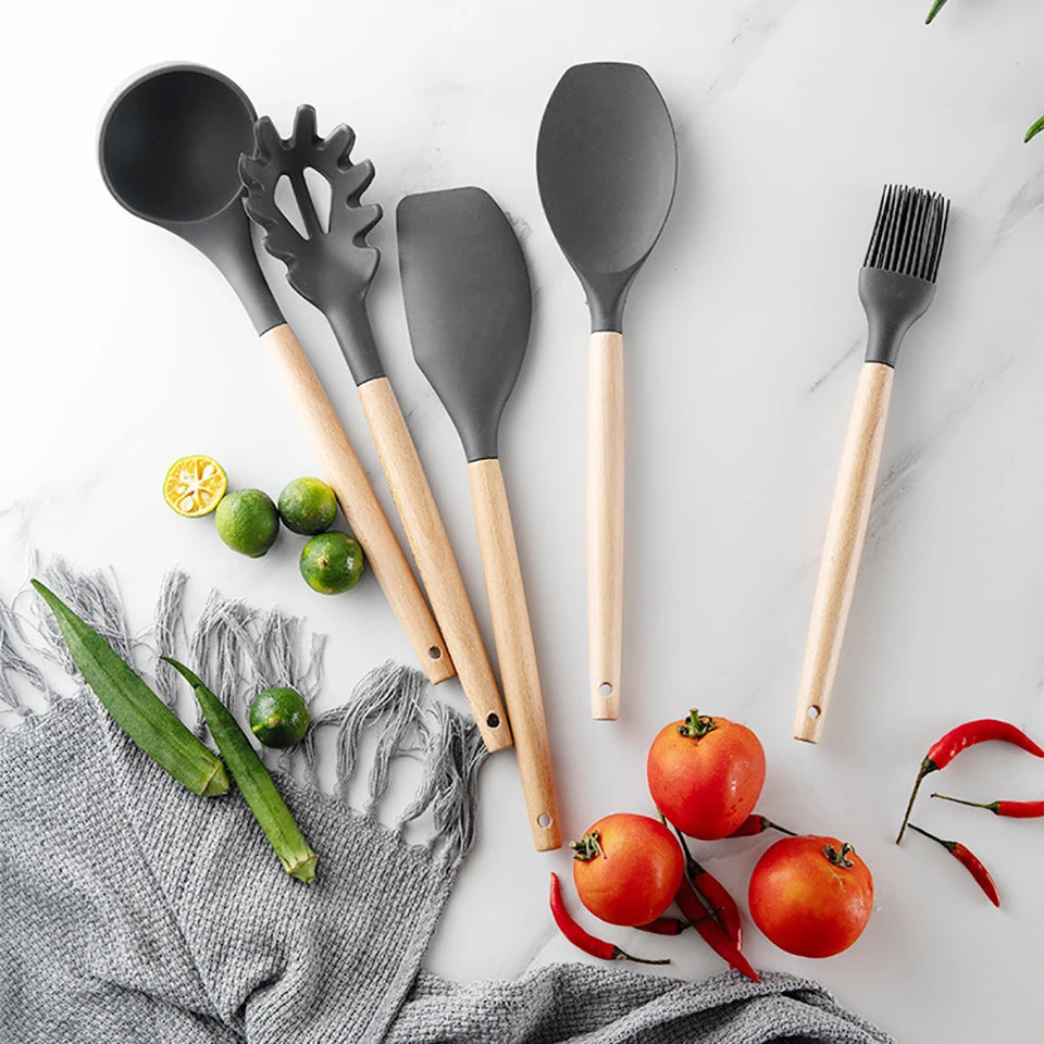 Silicone Kitchenware Cooking Utensils Set Non-stick Cookware Spatula Shovel Egg