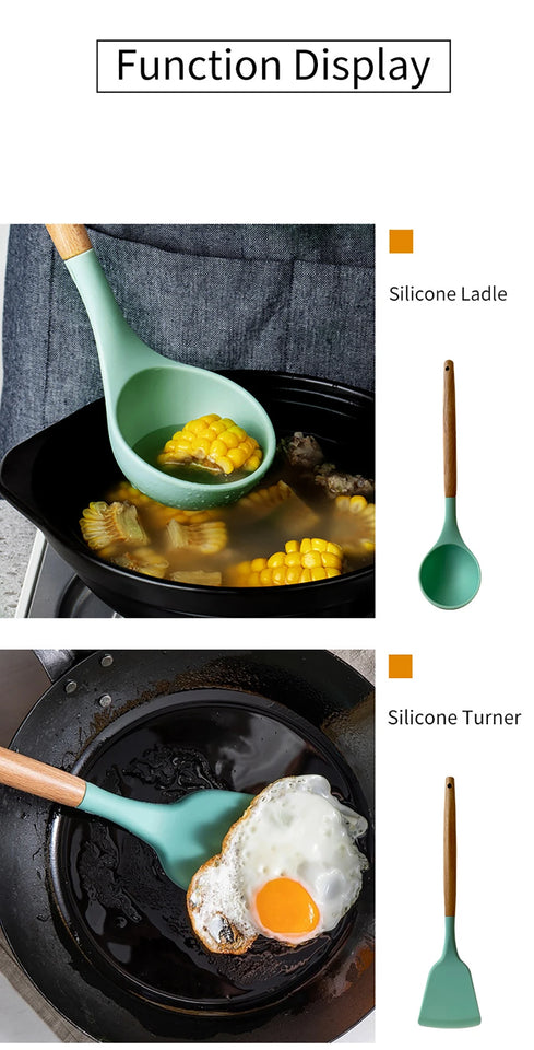 Silicone Kitchenware Cooking Utensils Set Non-stick Cookware Spatula Shovel Egg