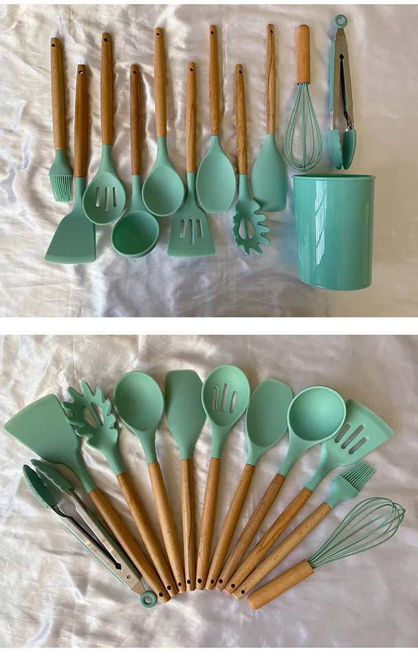 Silicone Kitchenware Cooking Utensils Set Non-stick Cookware Spatula Shovel Egg