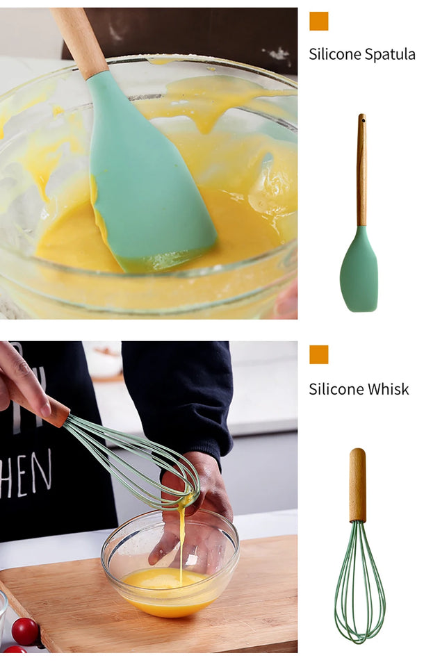Silicone Kitchenware Cooking Utensils Set Non-stick Cookware Spatula Shovel Egg