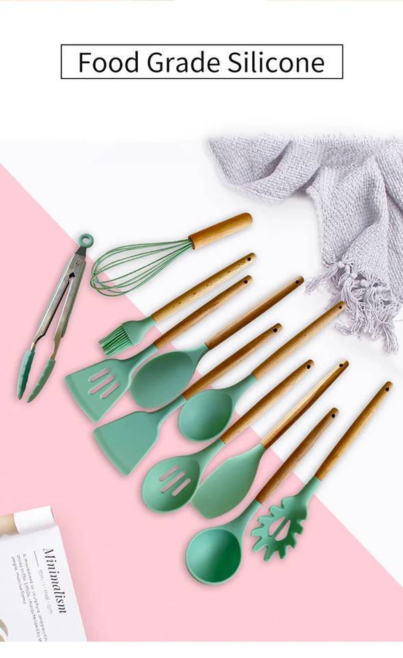Silicone Kitchenware Cooking Utensils Set Non-stick Cookware Spatula Shovel Egg
