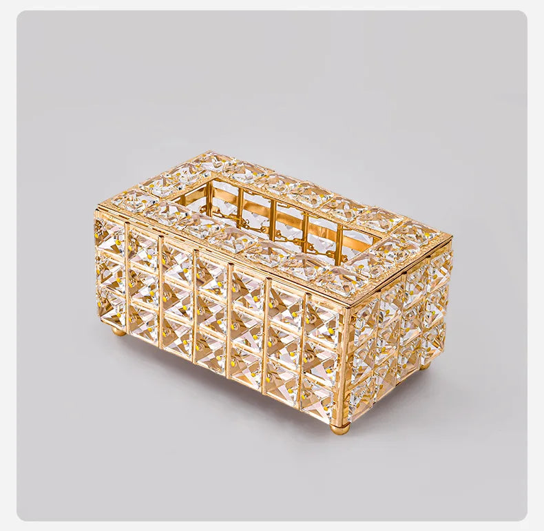 European Style Light Luxury Crystal Tissue Box Retro Coffee Table Paper Box