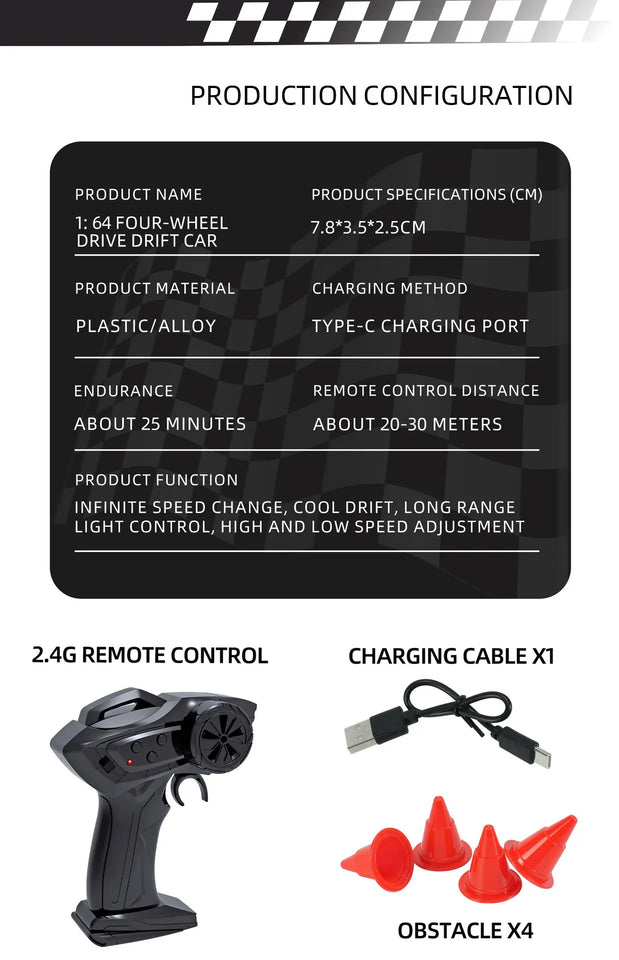2026 New 1/64 Rc Car Desktop Remote Control Car Toy Stunt Remote Control  Car