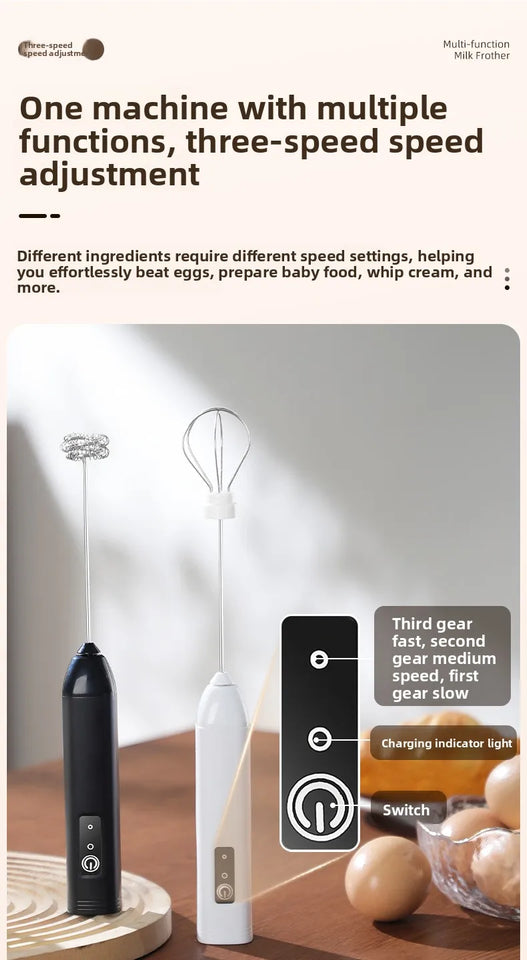 2-in-1 Kitchen Items USB Charging Electric Egg Beater Mini Blender Kitchens Accessories Mixer Household Gadgets Double Head Bar