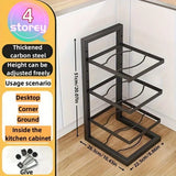 Adjustable Pot Rack Organizer, Kitchen Stainless Steel Pot Storage Rack