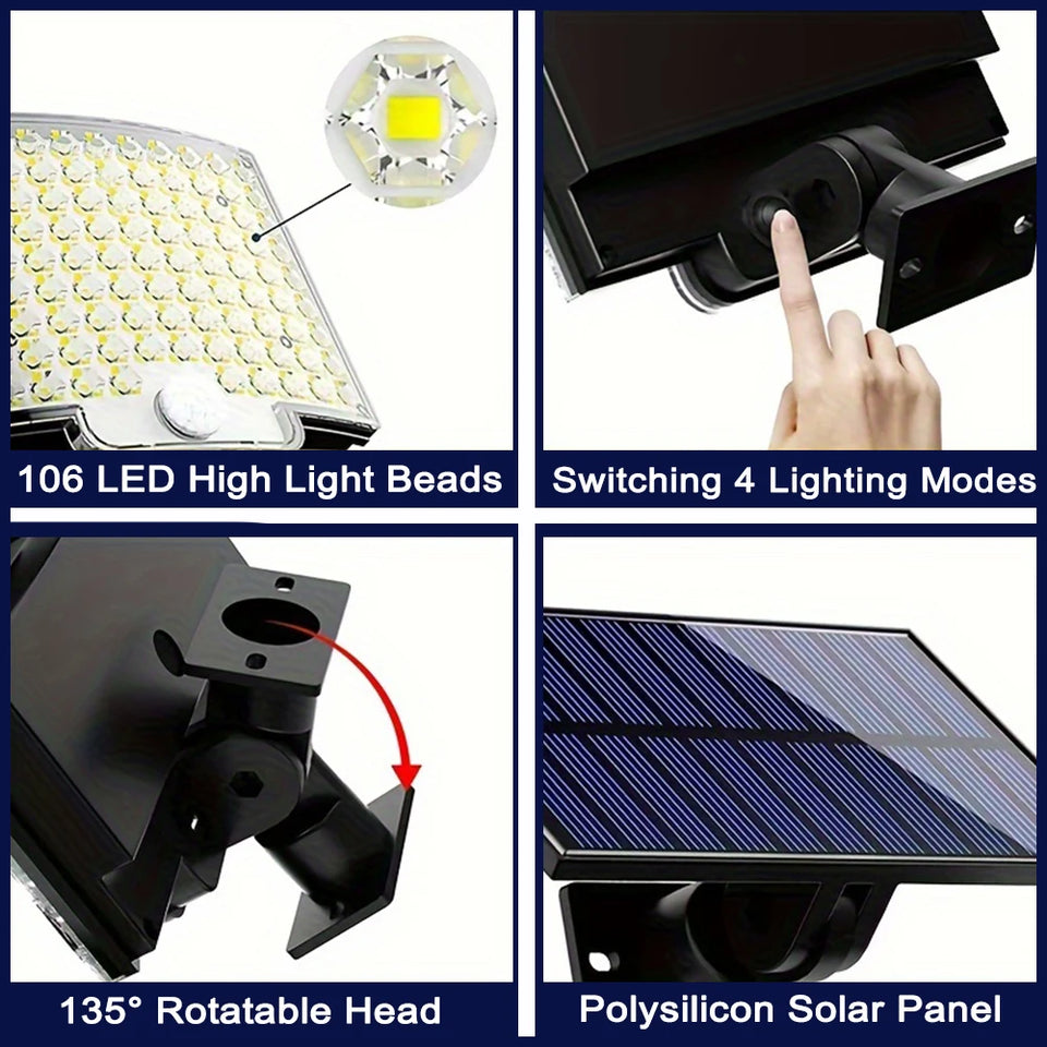 106 LED 3000LM Solar Powered Motion Sensor