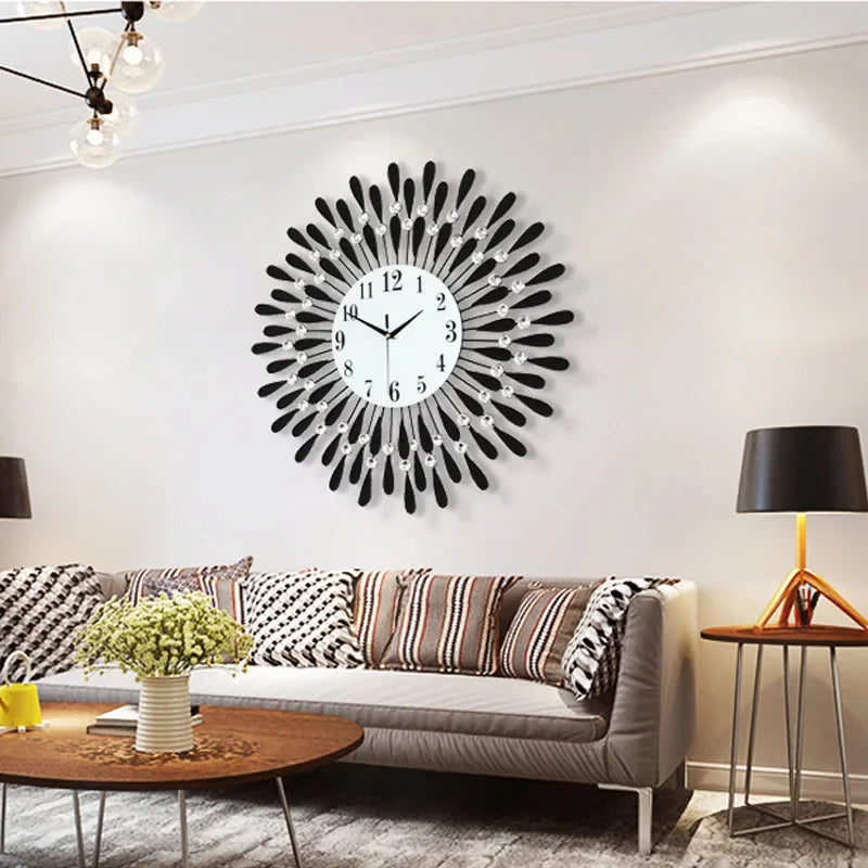 Crystal Sun Modern Style Silent Wall Clock