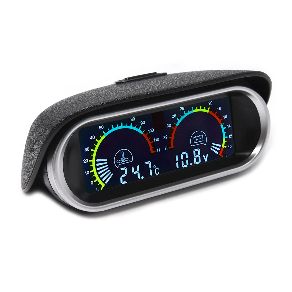 12V/24V 2 IN 1 Car Truck LCD Gauge Water Temperature Gauges +Voltmeter With 1/8 NPT Temp Sensor Water Temp Meter for Auto Cars