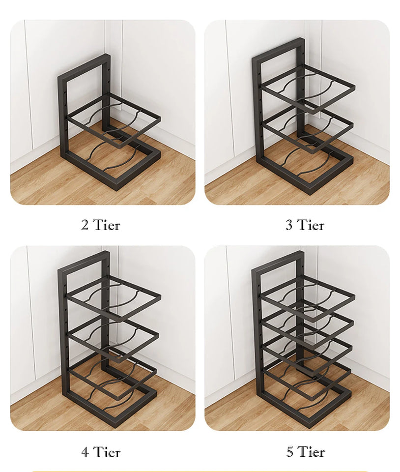Adjustable Pot Rack Organizer, Kitchen Stainless Steel Pot Storage Rack