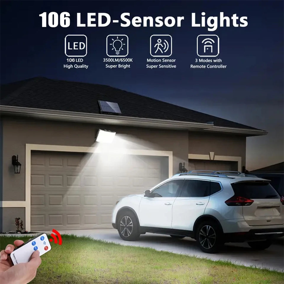 106 LED 3000LM Solar Powered Motion Sensor