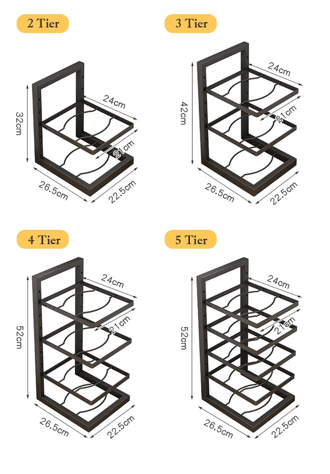 Adjustable Pot Rack Organizer, Kitchen Stainless Steel Pot Storage Rack