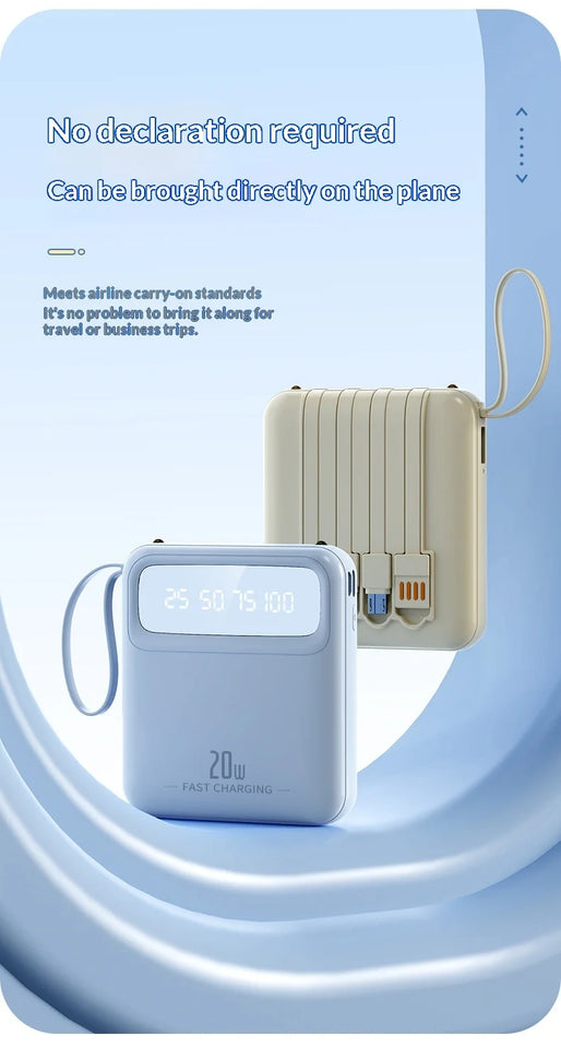 20000mAh Power Bank Built-in Cable Phone