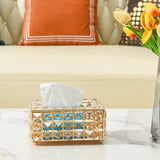 European Style Light Luxury Crystal Tissue Box Retro Coffee Table Paper Box