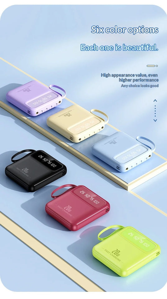 20000mAh Power Bank Built-in Cable Phone