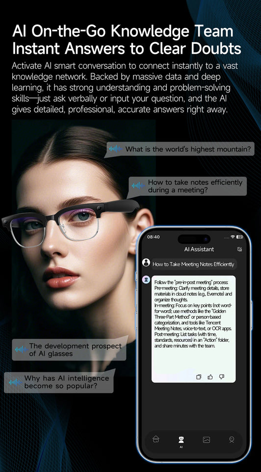 2026New 800W Pixel Camera Smart Glasses Men Video