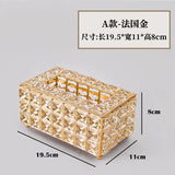 European Style Light Luxury Crystal Tissue Box Retro Coffee Table Paper Box