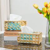 European Style Light Luxury Crystal Tissue Box Retro Coffee Table Paper Box
