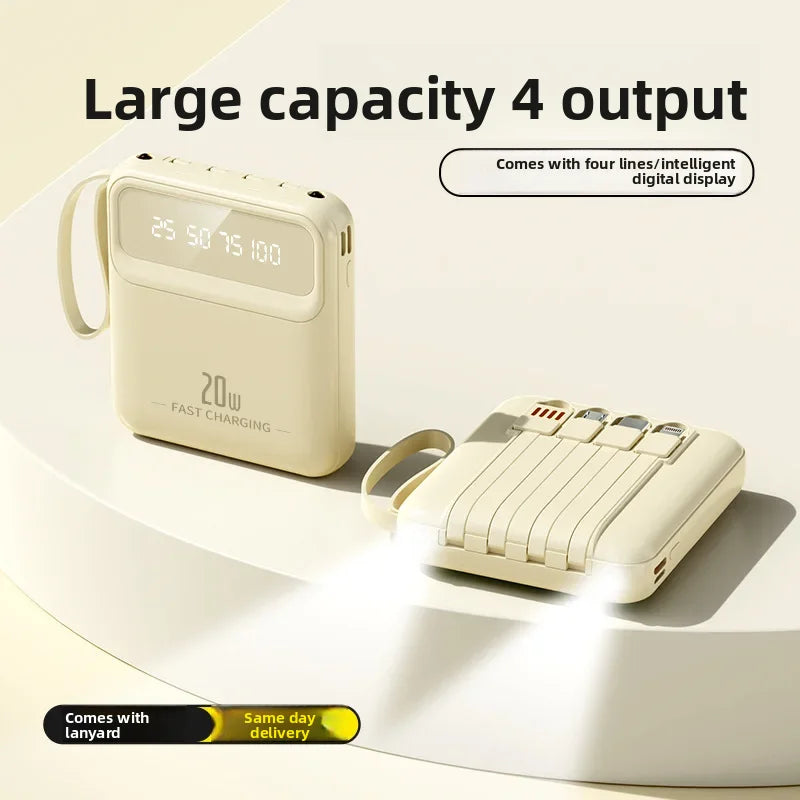 20000mAh Power Bank Built-in Cable Phone
