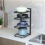 Adjustable Pot Rack Organizer, Kitchen Stainless Steel Pot Storage Rack