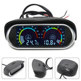 12V/24V 2 IN 1 Car Truck LCD Gauge Water Temperature Gauges +Voltmeter With 1/8 NPT Temp Sensor Water Temp Meter for Auto Cars