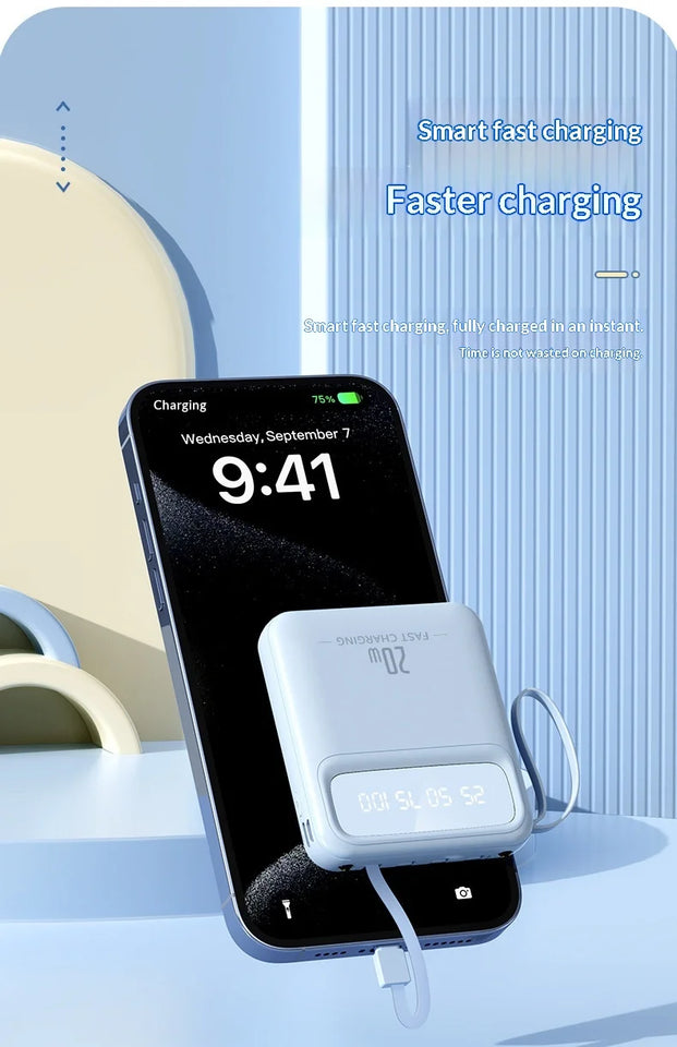 20000mAh Power Bank Built-in Cable Phone