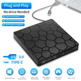 External DVD RW CD Burner USB 3.0 Type C 2-in-1 Slim Drive Burner Reader