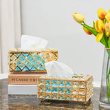 European Style Light Luxury Crystal Tissue Box Retro Coffee Table Paper Box