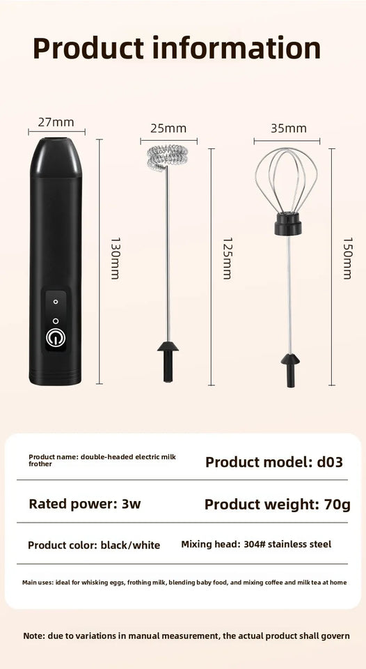 2-in-1 Kitchen Items USB Charging Electric Egg Beater Mini Blender Kitchens Accessories Mixer Household Gadgets Double Head Bar