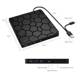 External DVD RW CD Burner USB 3.0 Type C 2-in-1 Slim Drive Burner Reader