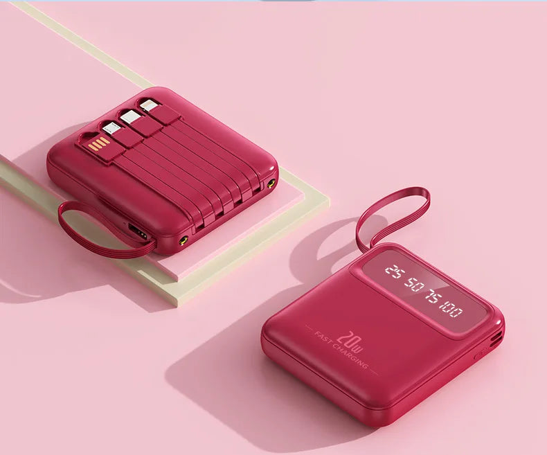 20000mAh Power Bank Built-in Cable Phone