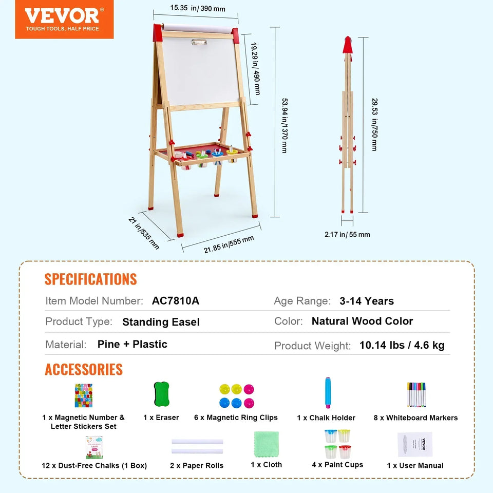 Drawing Board Wooden Double-Sided Kids