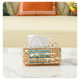 European Style Light Luxury Crystal Tissue Box Retro Coffee Table Paper Box