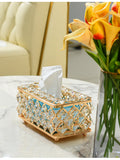European Style Light Luxury Crystal Tissue Box Retro Coffee Table Paper Box