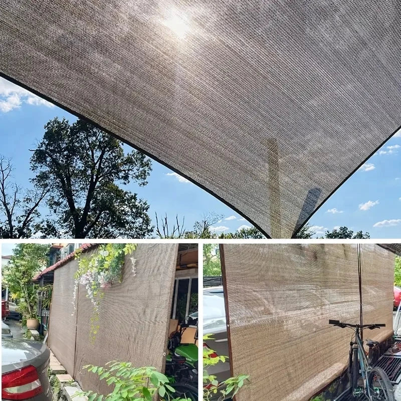 Anti UV Coffee Brown HDPE Sun Shade Sail Gazebo Sunblock Shade Cloth Sunshade Netting Terrace Balcony Screen Car Cover
