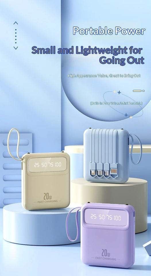 20000mAh Power Bank Built-in Cable Phone