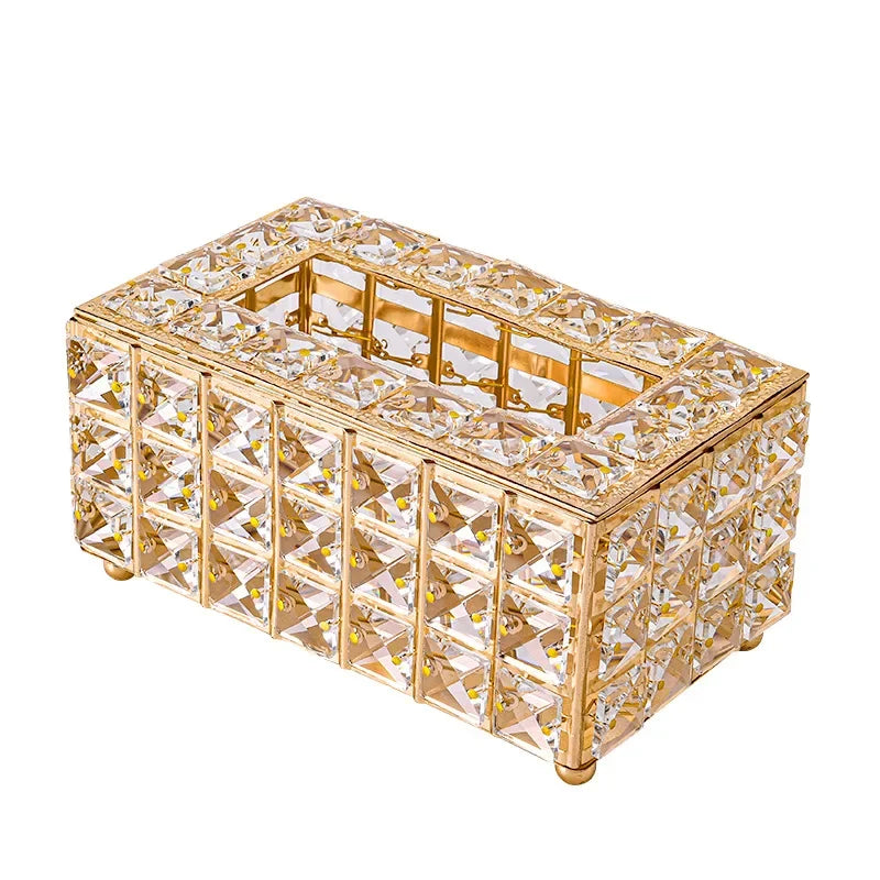 European Style Light Luxury Crystal Tissue Box Retro Coffee Table Paper Box