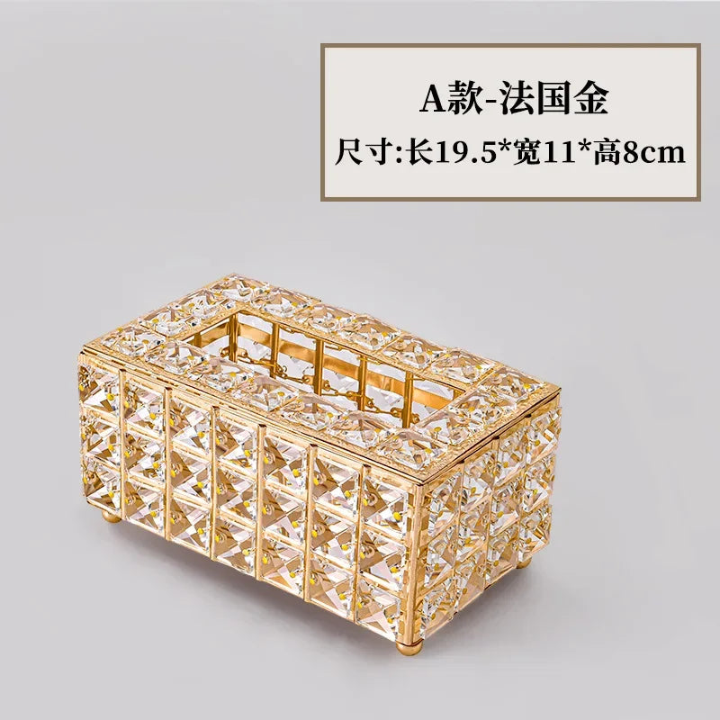 European Style Light Luxury Crystal Tissue Box Retro Coffee Table Paper Box